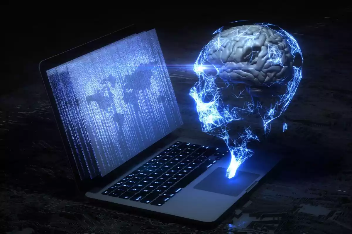 Inteligencia artificial mirando un ordenador