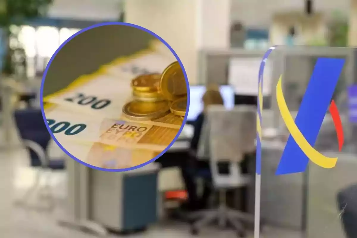 Montaje con una imagen de la Agencia Tributaria y dinero