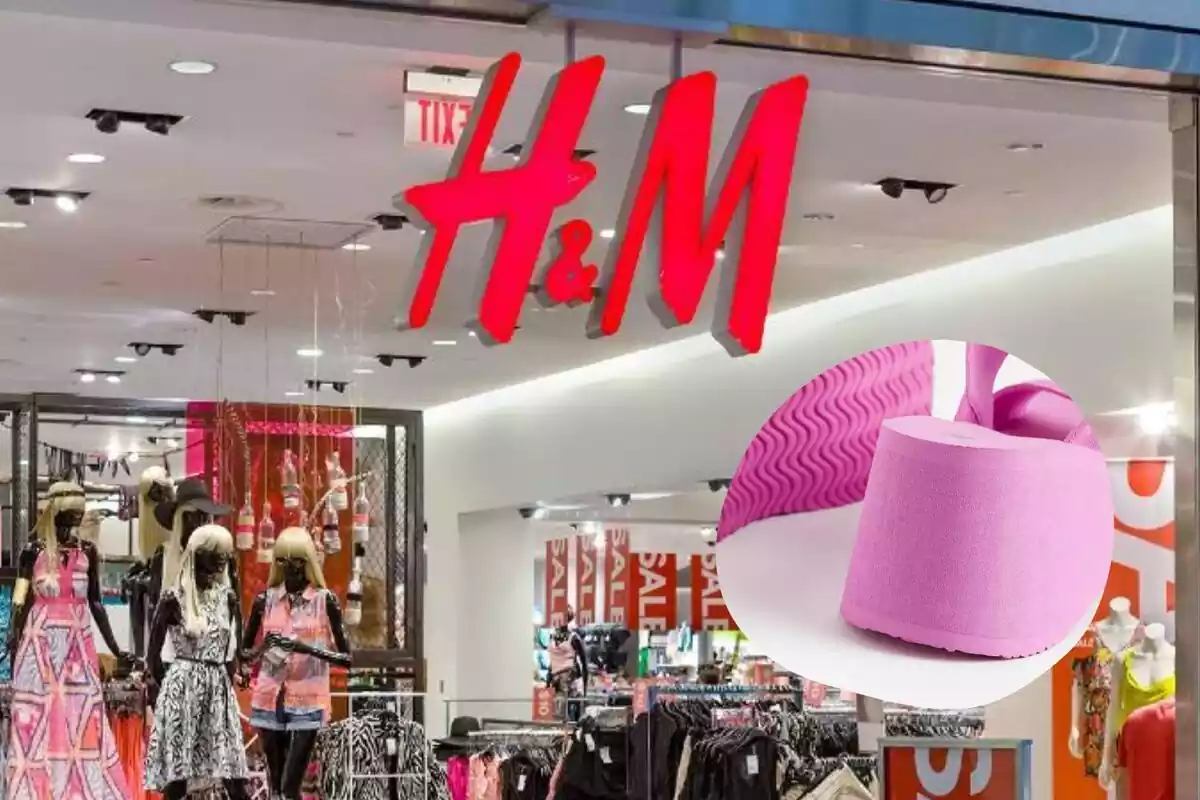 Montaje de la entrada de H&M y la imagen de unas mules