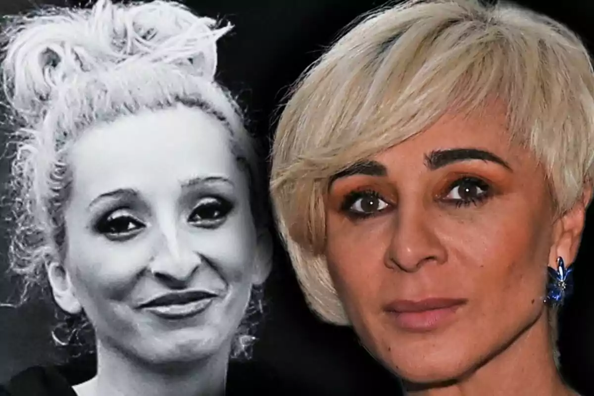 Montaje de fotos de primer plano de Ana María Aldón y Michu, ambas con expresiones serias.