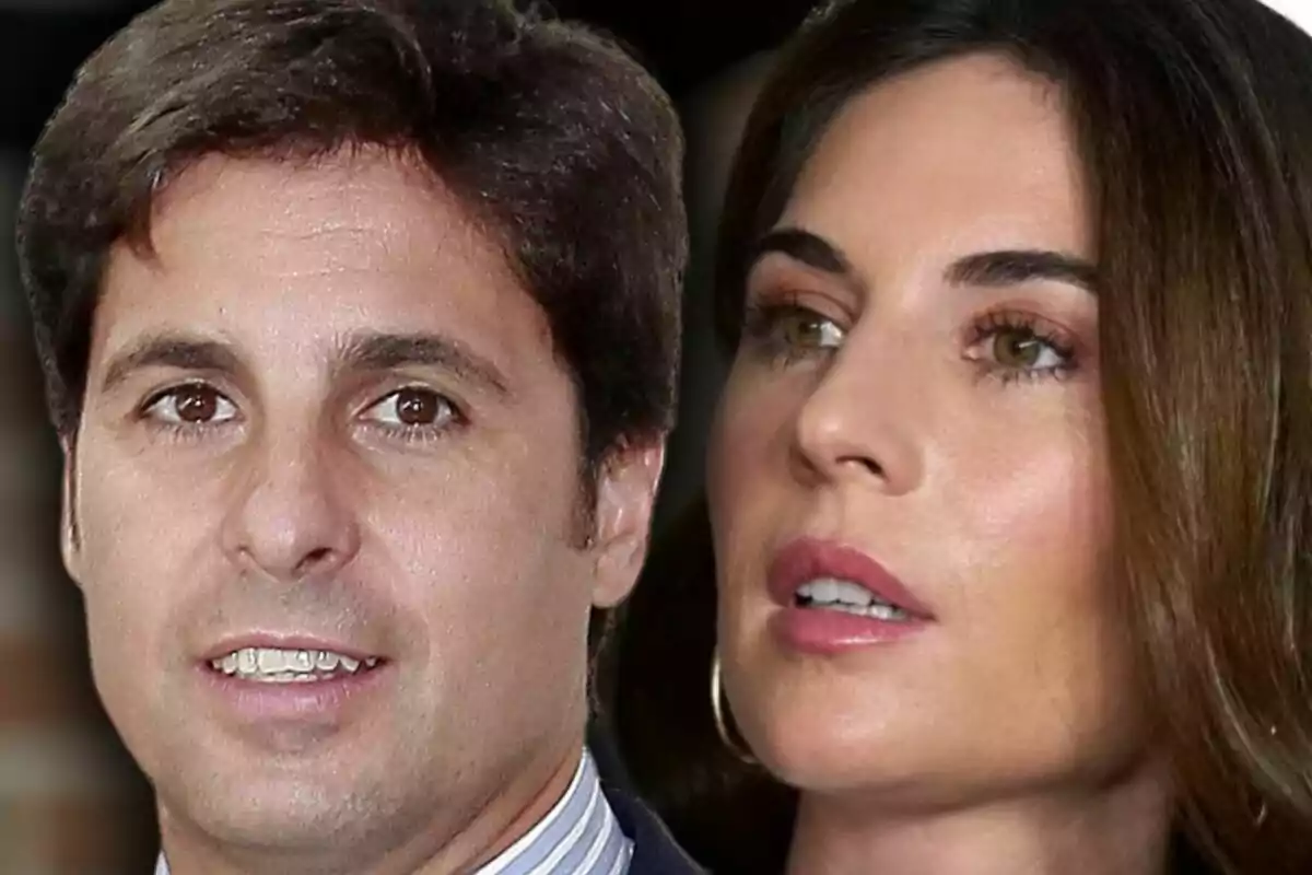 Primer plano de Fran Rivera y Lourdes Montes mirando en diferentes direcciones con expresiones serias.