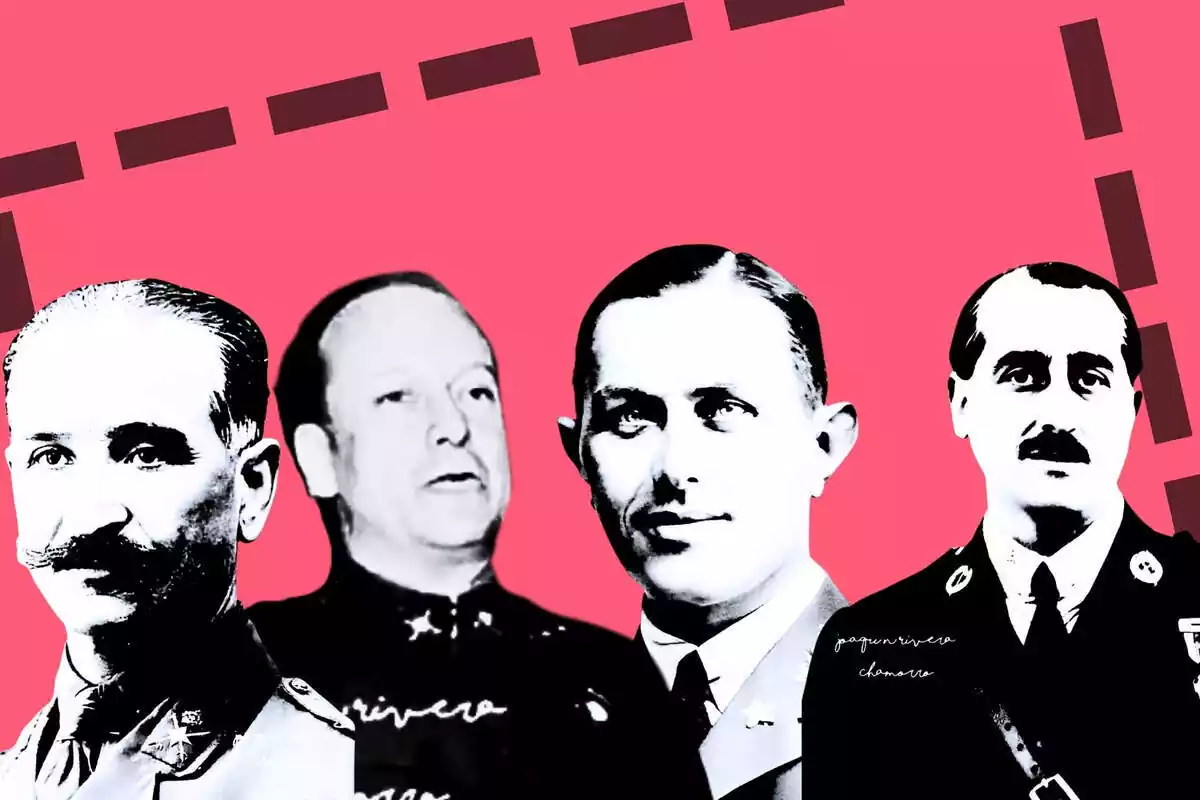 Imagen de los 4 generales que intentaron el golpe de estado: Gonzalo Queipo, López d'Ochoa, Villabrille y Núñez de Prado