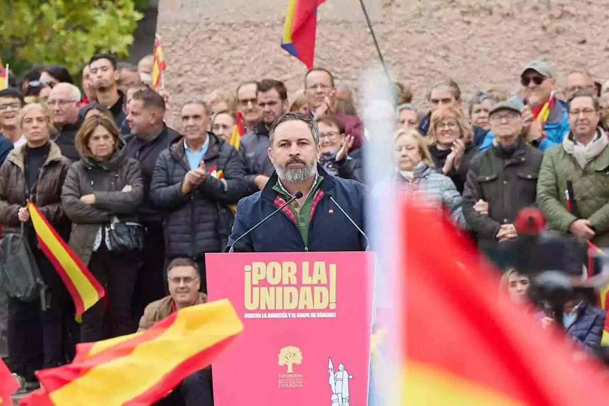 Imagen de Santiago Abascal en la manifestación en contra de la amnistia en Colón