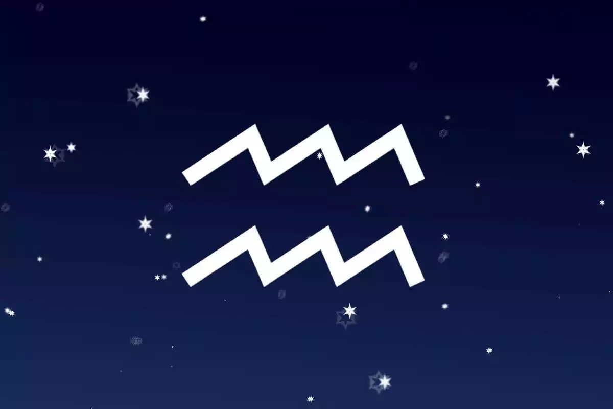 Signo del zodíaco Acuario con un cielo con estrellas de fondo