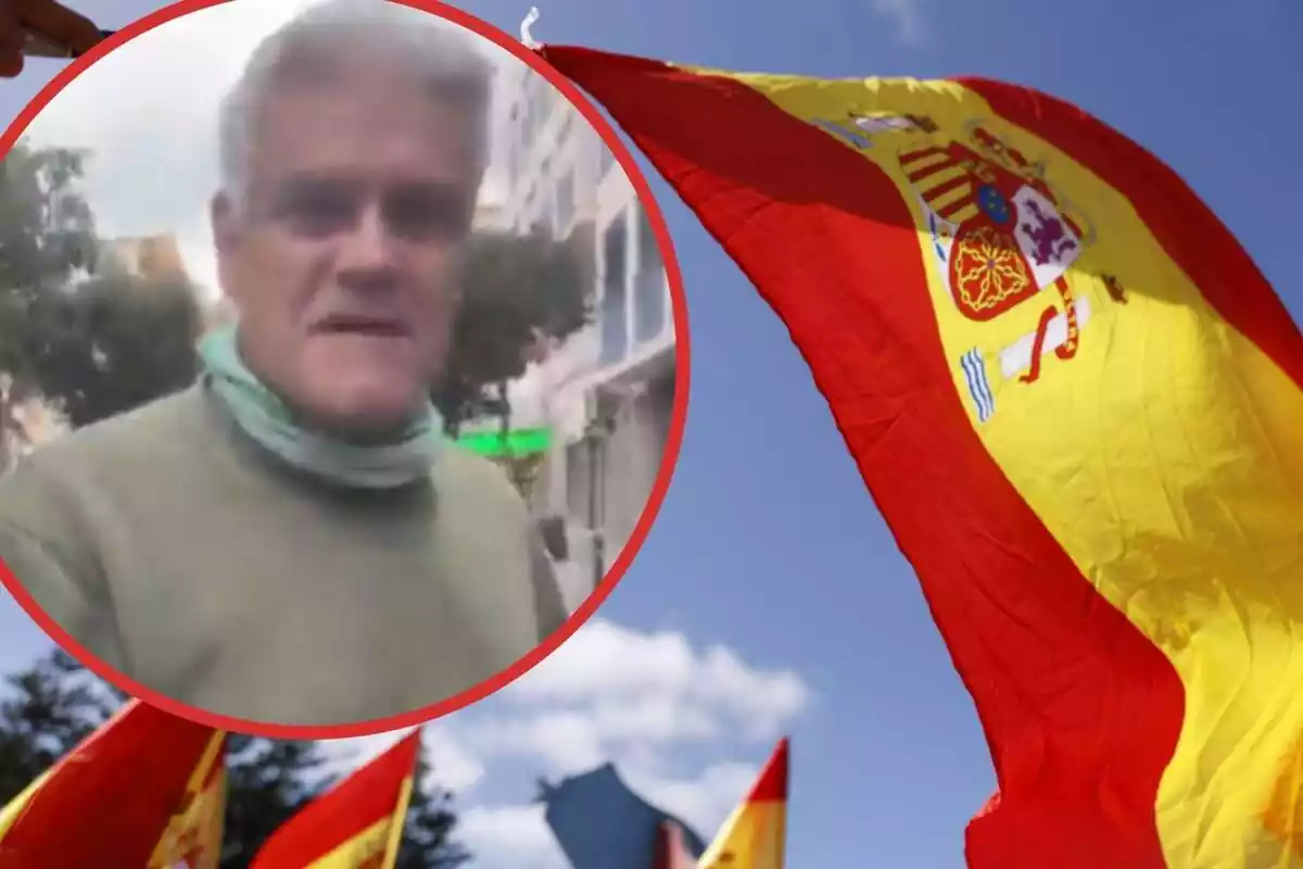 Imagen de un hombre que posteriormente agredió a dos personas por llevar una bandera de España en Terrassa