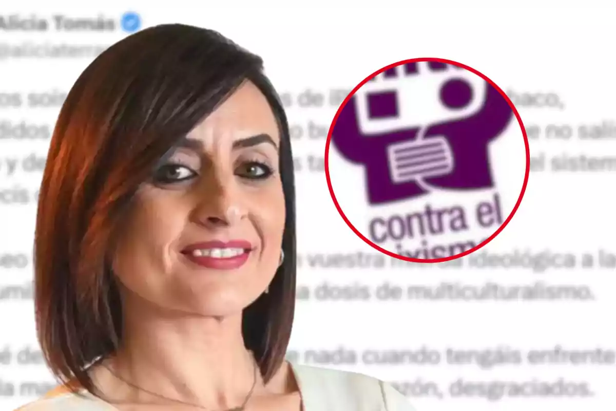 Alícia Tomás con un fondo borroso que incluye el logotipo de UCFR