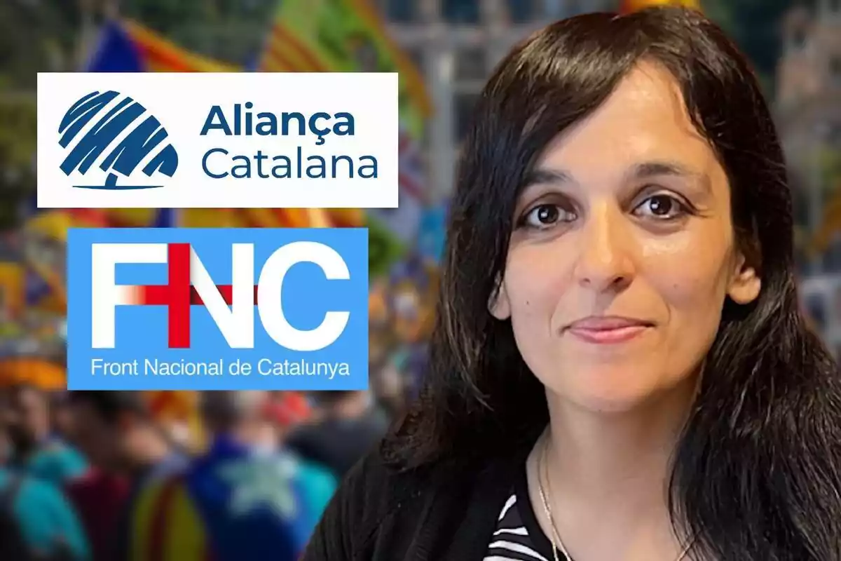 Un montaje con un primer plano de Sílvia Orriols y a su lado los logos de Aliança Catalana y el Front Nacional de Catalunya