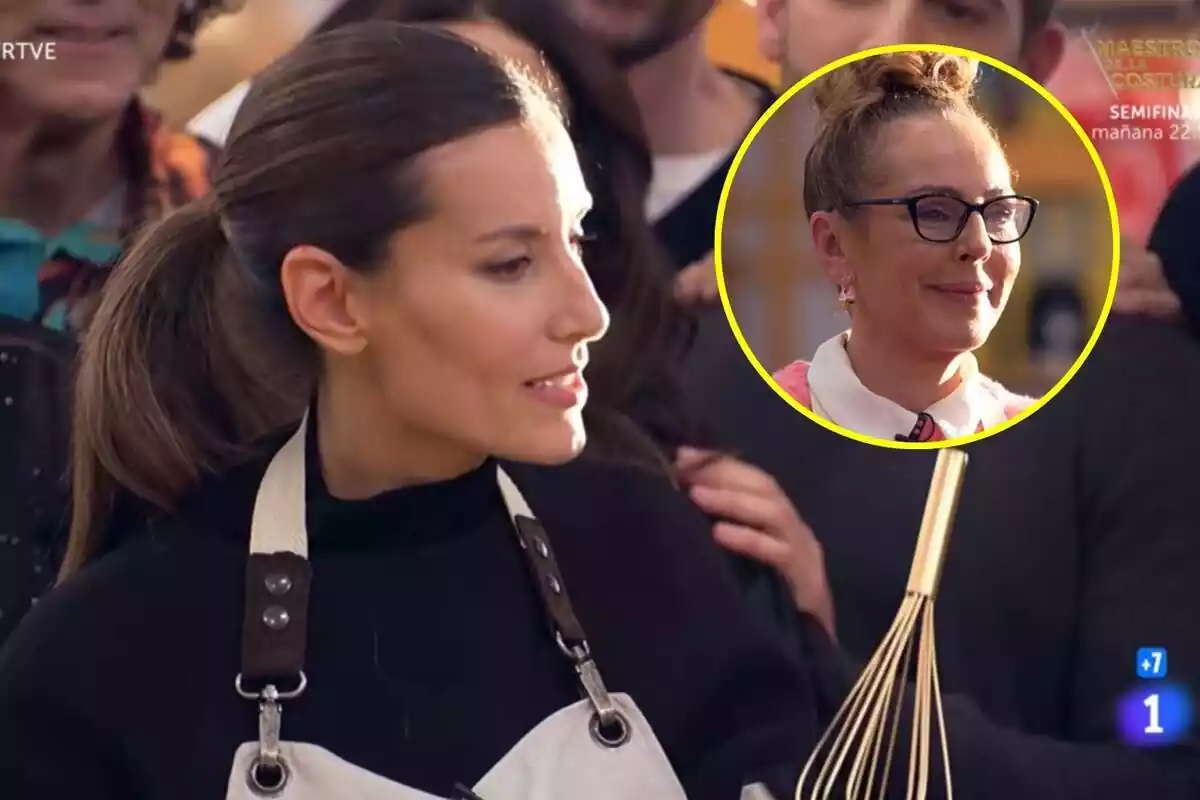 Montaje de Ana Boyer como ganadora de Bake Off con una imagen de Rocío Carrasco llorando