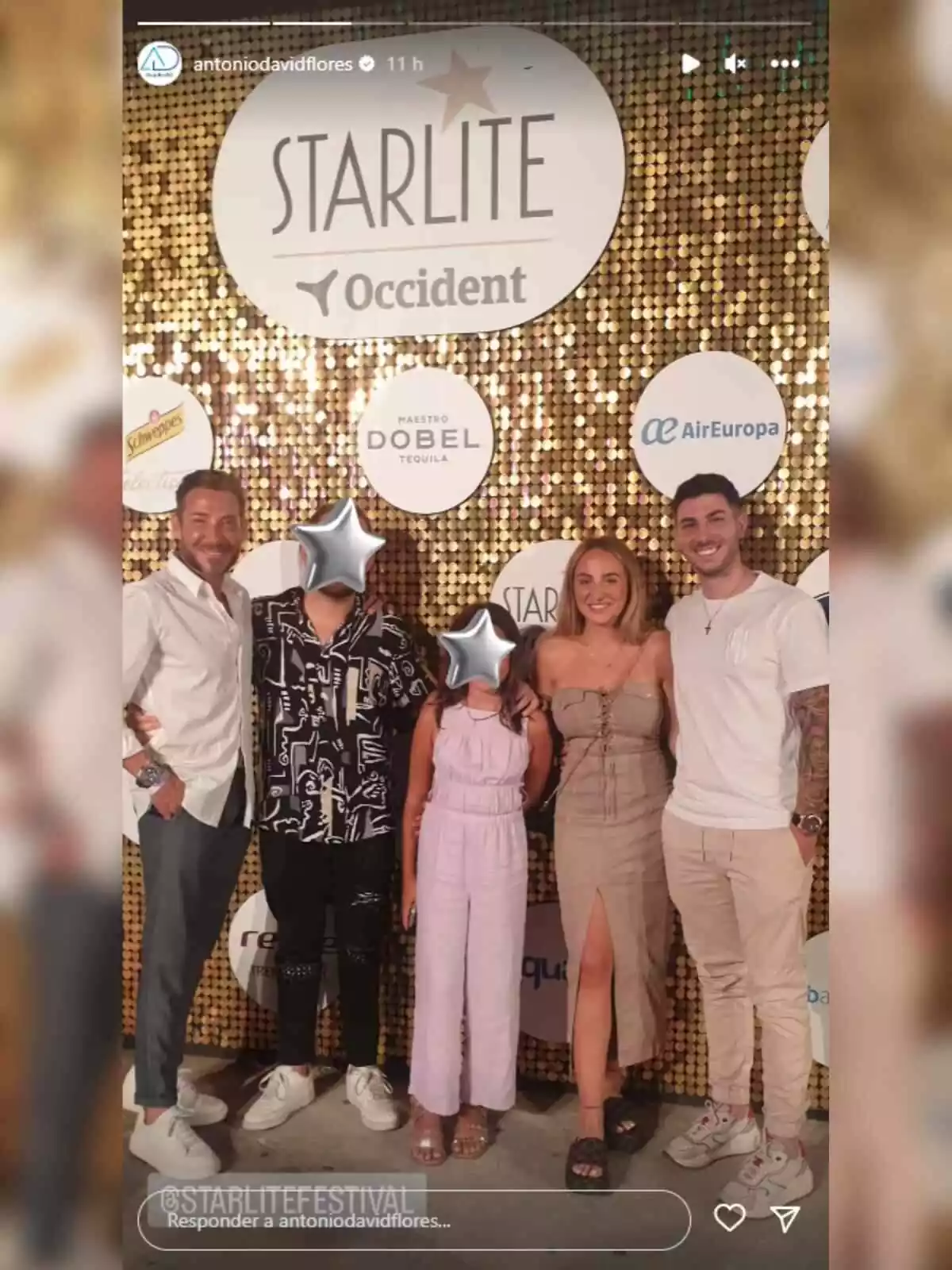 Storie de Antonio David Flores en Instagram posando con sus hijos y yerno en el Festival Starlite Storie de Antonio David Flores en Instagram posando con sus hijos y yerno en el Festival Starlite