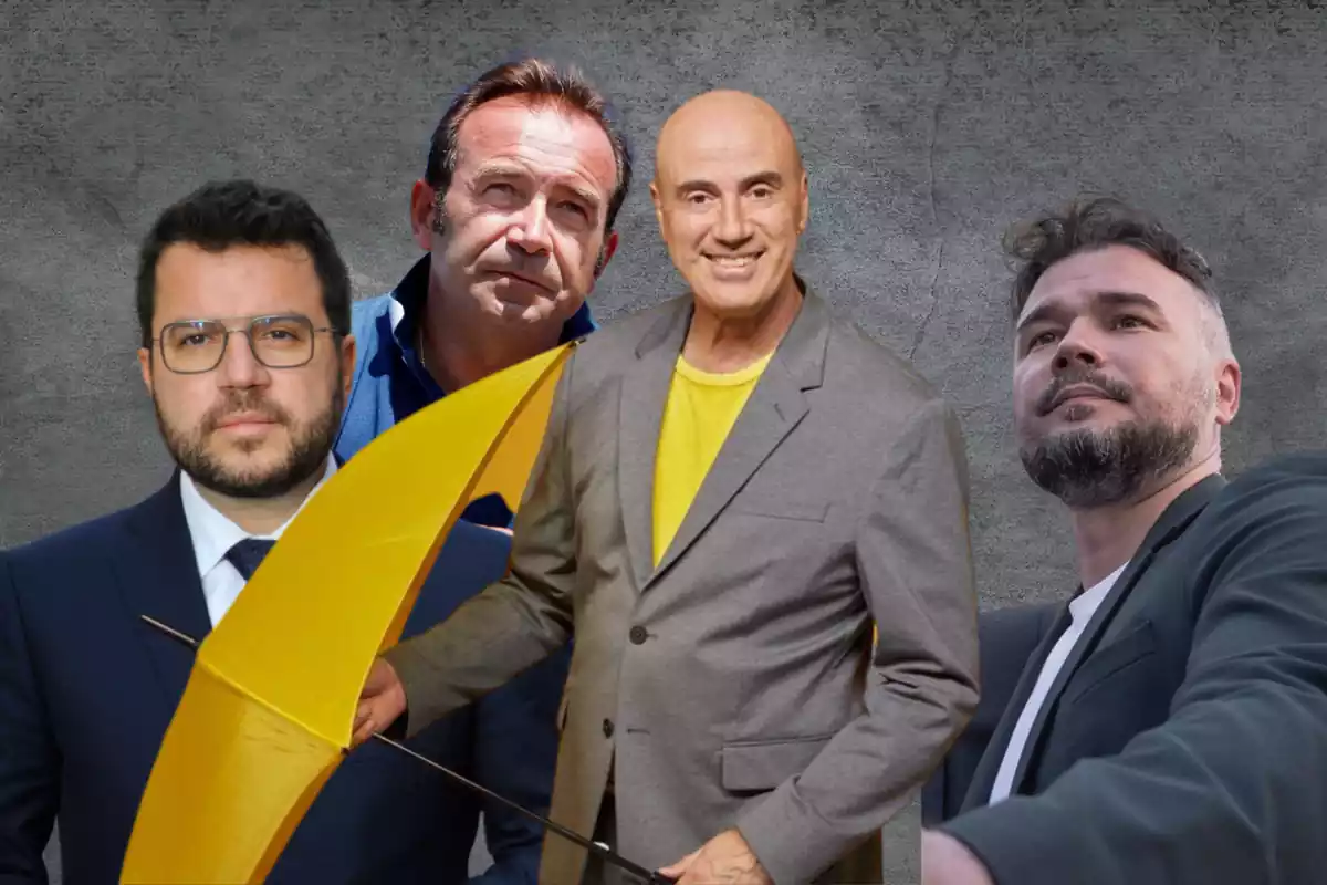 Montaje con Pere Aragonès, MikiMoto, Tomàs Molina y Gabriel Rufián