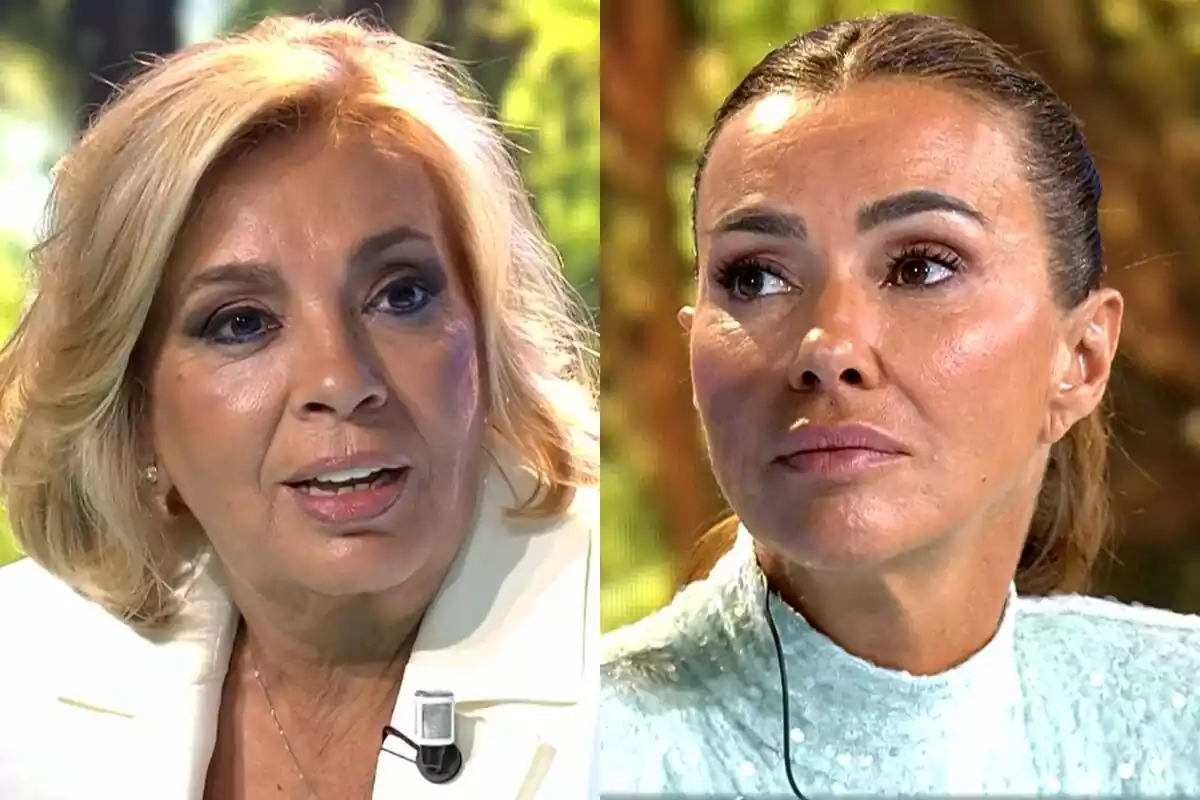 Montaje de Carmen Borrego y Arantxa del Sol en el plató de Supervivientes