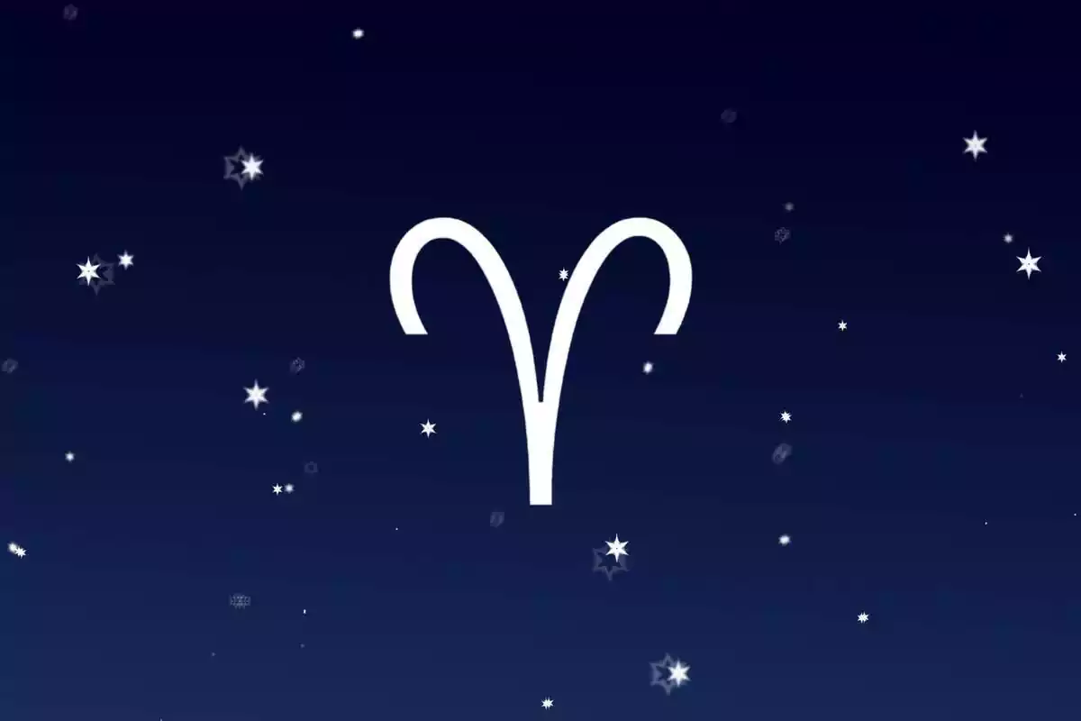 Signo del zodíaco Aries con un cielo con estrellas de fondo