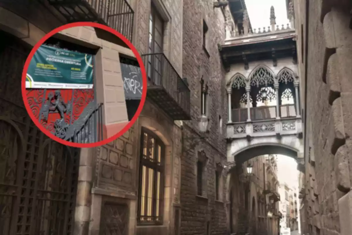 El Barrio judio de barcelona y una imagen de una puerta que pone próxima apertura
