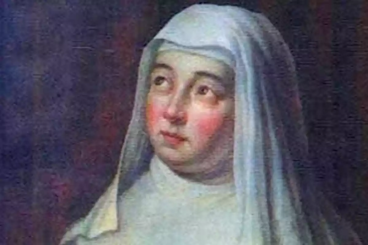 Retrato de una mujer con hábito religioso blanco y fondo oscuro Retrato de una mujer con hábito religioso blanco y fondo oscuro