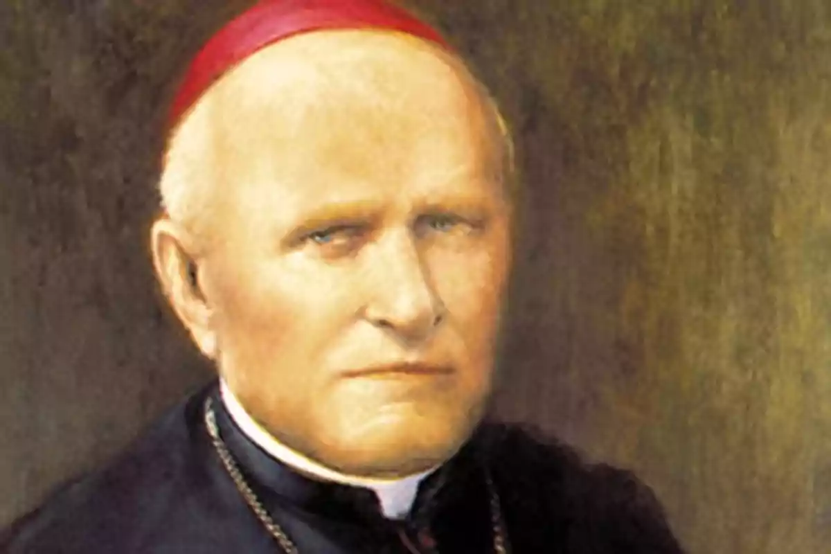 Retrato de un hombre con vestimenta eclesiástica y birrete rojo sobre un fondo oscuro. Retrato de un hombre con vestimenta eclesiástica y birrete rojo sobre un fondo oscuro.