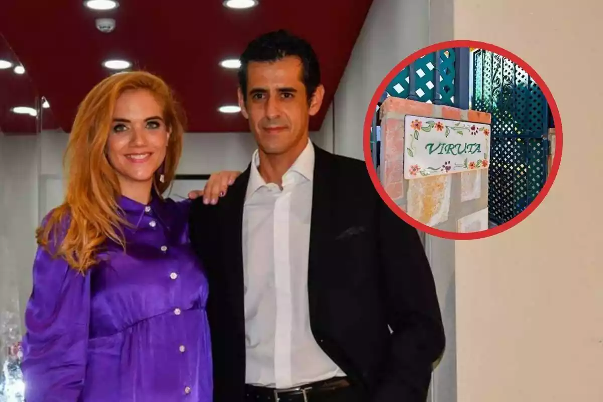 Beatriz Trapote y Víctor Janeiro y a su lado un círculo con un cartel que pone Viruta