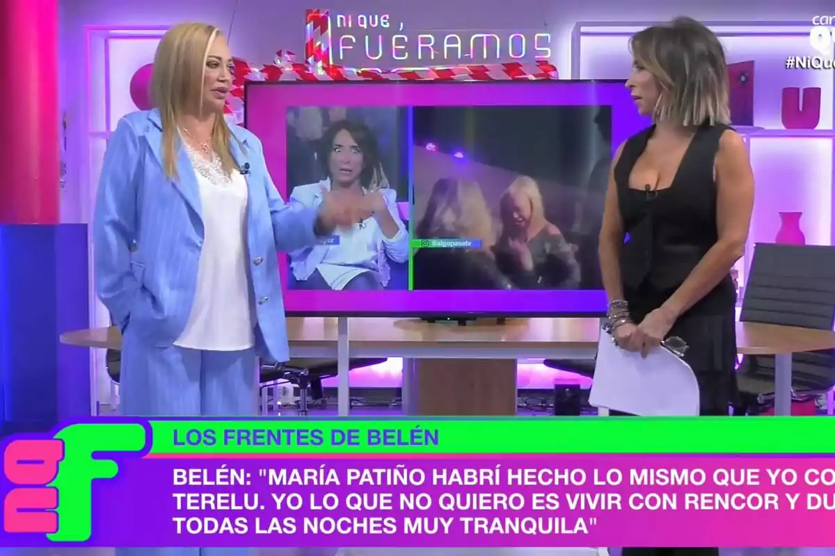 Captura de Belén Esteban con María Patiño en 'Ni que fuéramos' Captura de Belén Esteban con María Patiño en 'Ni que fuéramos'