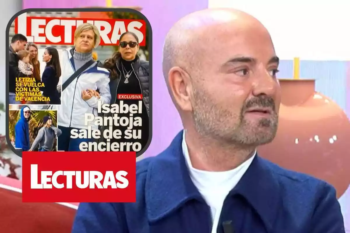 Captura de Luis Pliego junto a la revista 'Lecturas' con Isabel Pantoja en portada