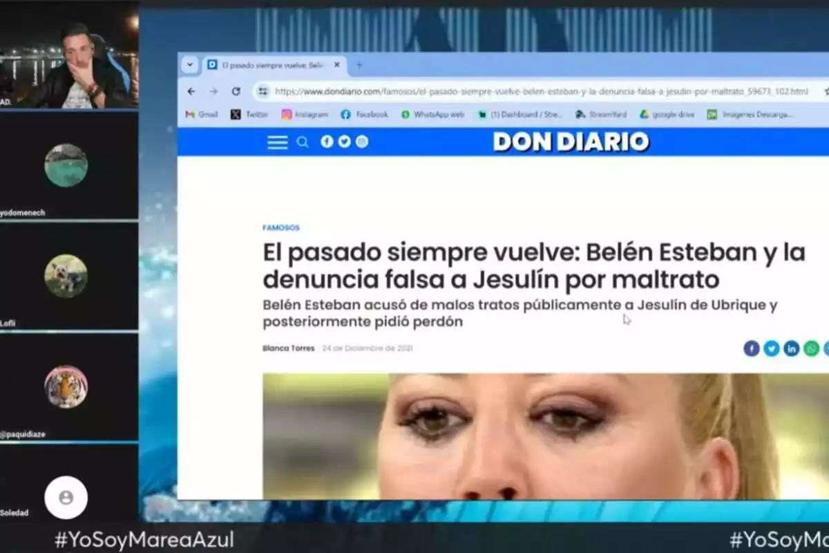 Captura del directo de Antonio David Flores hablando con sus colaboradores de un articulo del portal Captura del directo de Antonio David Flores hablando con sus colaboradores de un articulo del portal