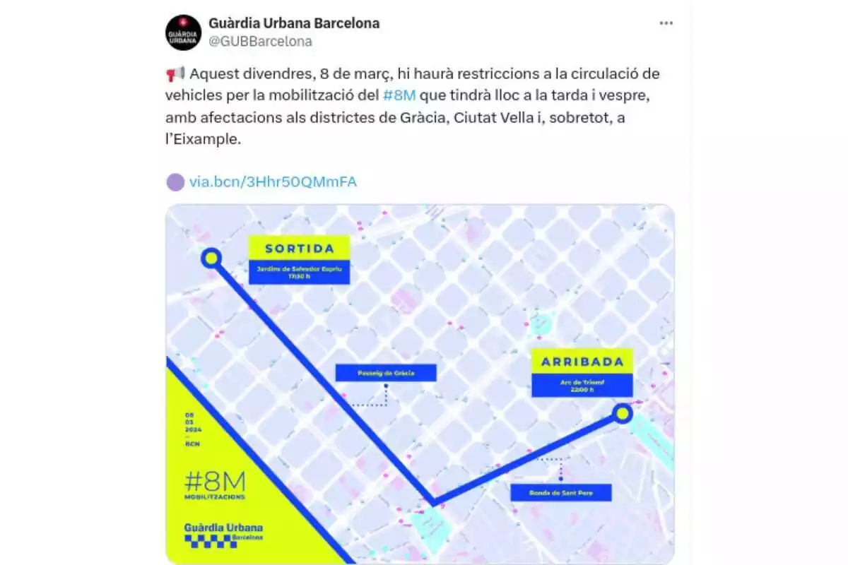 Captura de X de la GUB de Barcelona Captura de X de la GUB de Barcelona