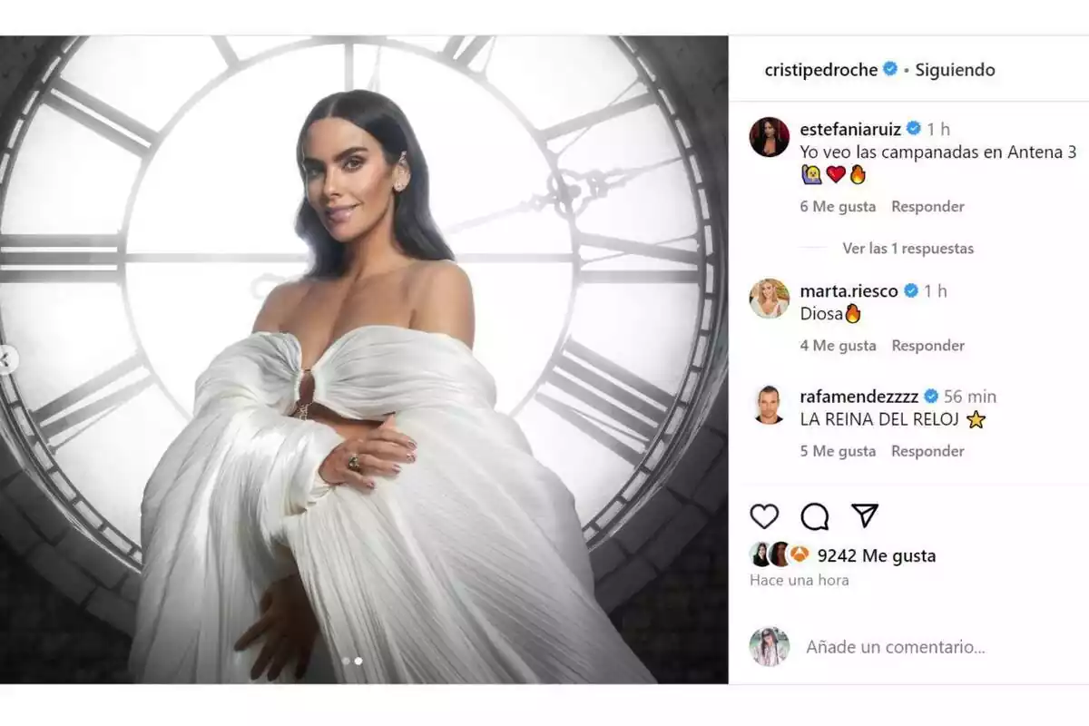 Captura del post de Instagram de Cristina Pedroche con comentarios de Marta Riesco Captura del post de Instagram de Cristina Pedroche con comentarios de Marta Riesco