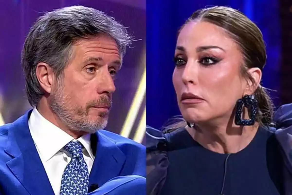 Carlo Costanzia y Beatriz Archidona en De Viernes con expresiones serias y vestimenta formal.