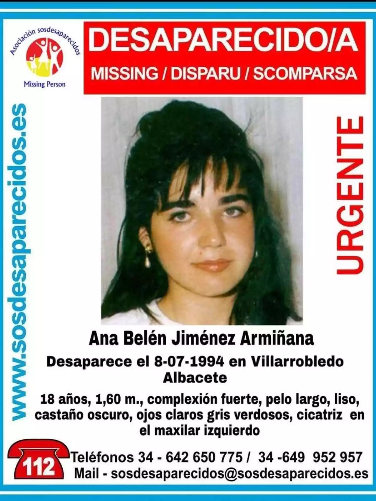 Cartel de la desaparición de Ana Belén Jiménez en julio de 1994 Cartel de la desaparición de Ana Belén Jiménez en julio de 1994