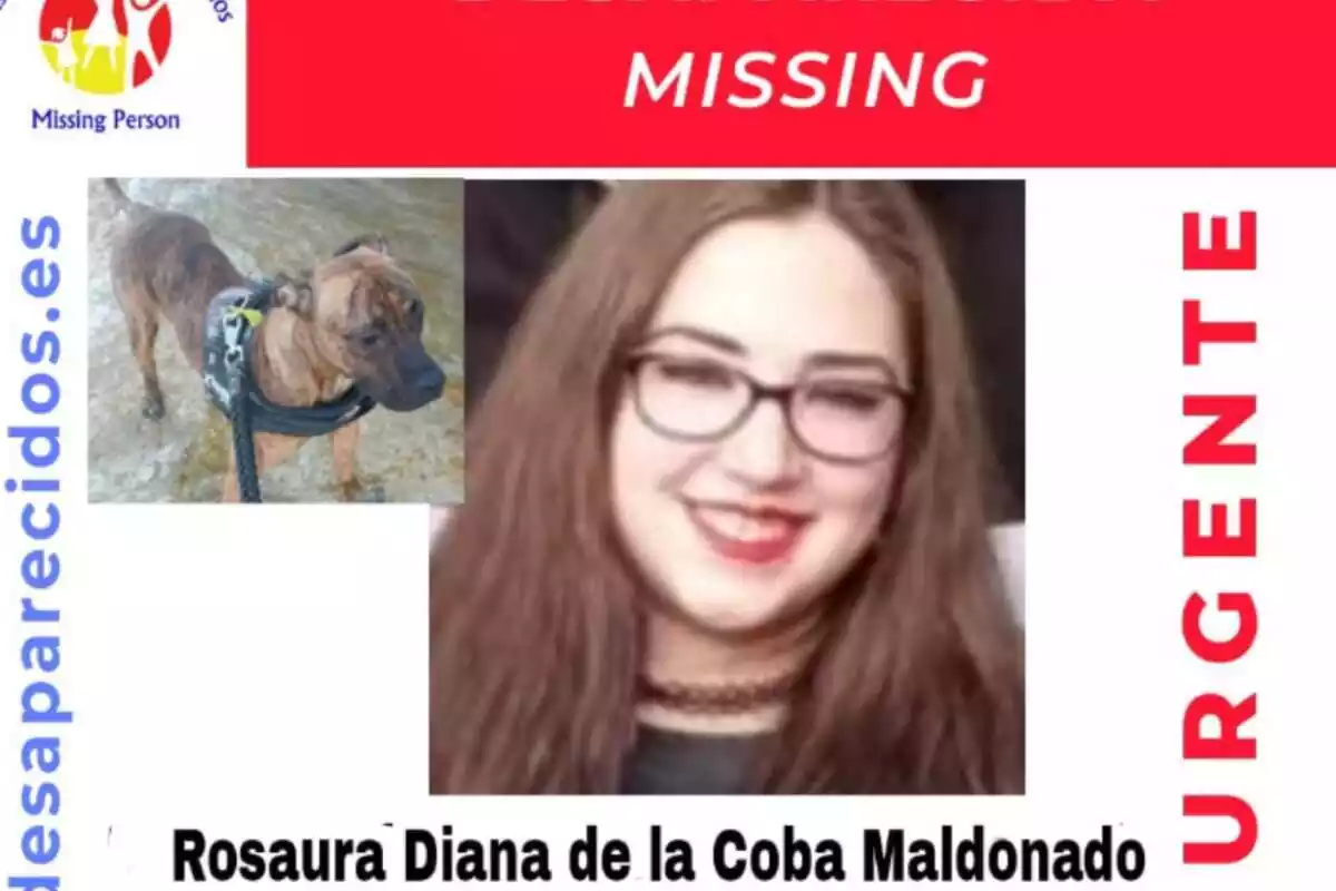 Cartel de SOS Desaparecidos de Rosaura Diana de la Coba, la joven desaparecida en Madrid el pasado 2 de octubre de 2023