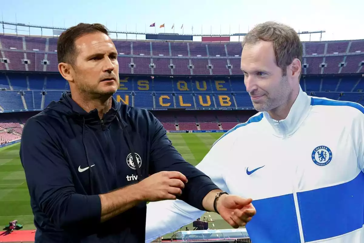 Lampard y Petr Cech en el Camp Nou