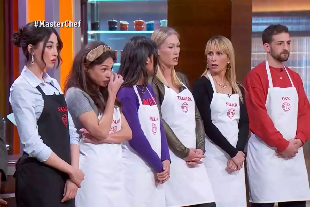 Captura del abandono de Tamara de MasterChef junto al resto de sus compañeros