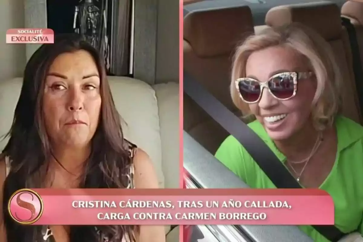 Cristina Cárdenas, tras un año callada, carga contra Carmen Borrego, en Socialité, con imágenes de las dos