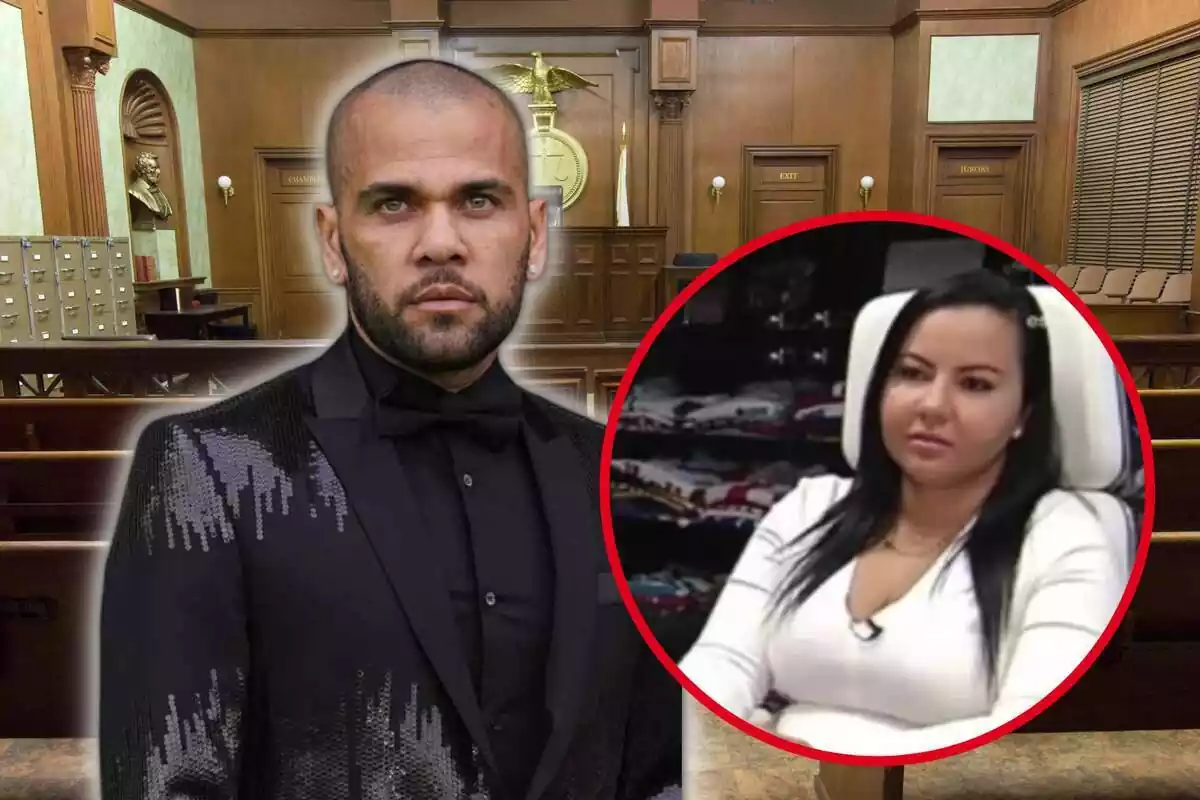 Dani Alves con una imagen destacada a la derecha de su exmujer Dinorah Santana