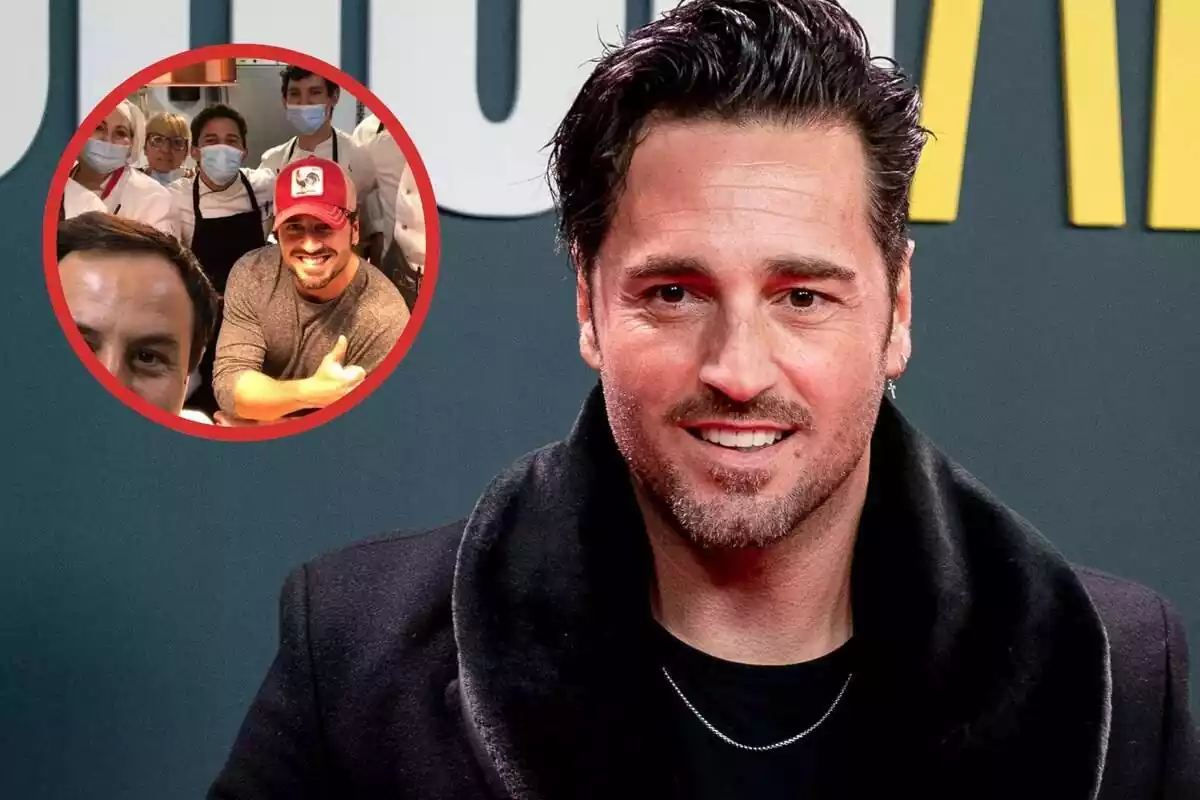 David Bustamante y a su lado un círculo en el que sale él con unos cocineros