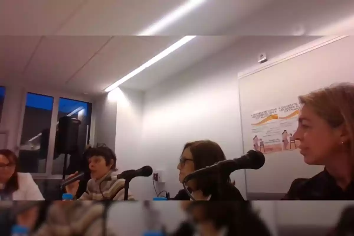 Captura de pantalla del vídeo en directo del debate feminista organizado por Catalunya Abolicionista