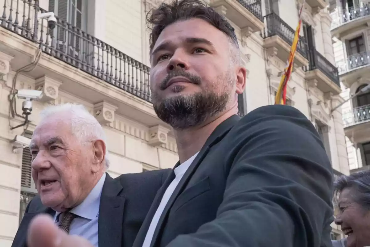 Ernest Maragall, con Gabriel Rufián haciendo campaña electoral en Barcelona