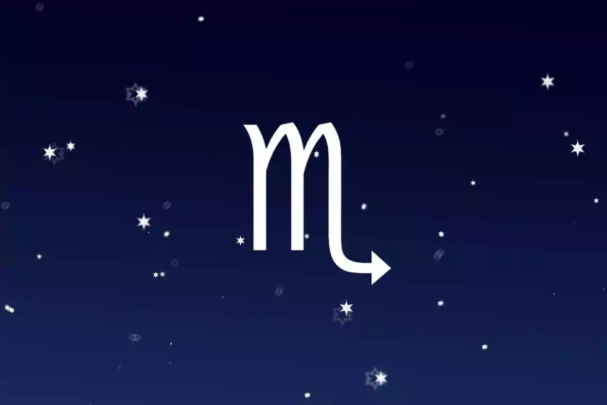 Signo del zodíaco Escorpio con un cielo con estrellas de fondo