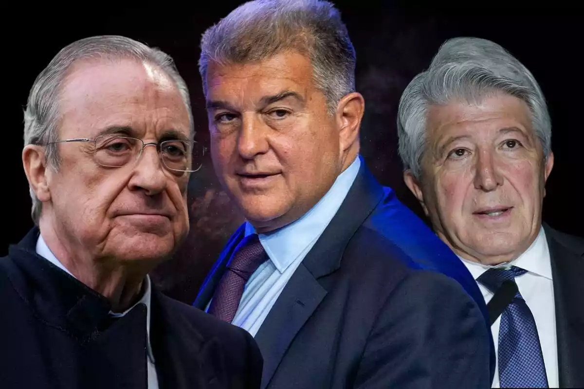 Montaje con Joan Laporta, Enrique Cerezo y Florentino Pérez