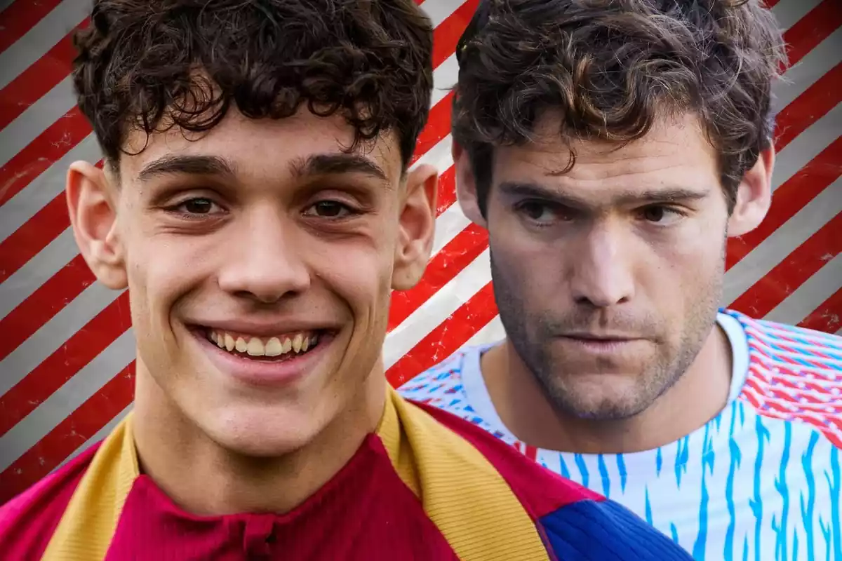 Héctor Fort y Marcos Alonso en primer plano sobre un fondo rojo y blanco