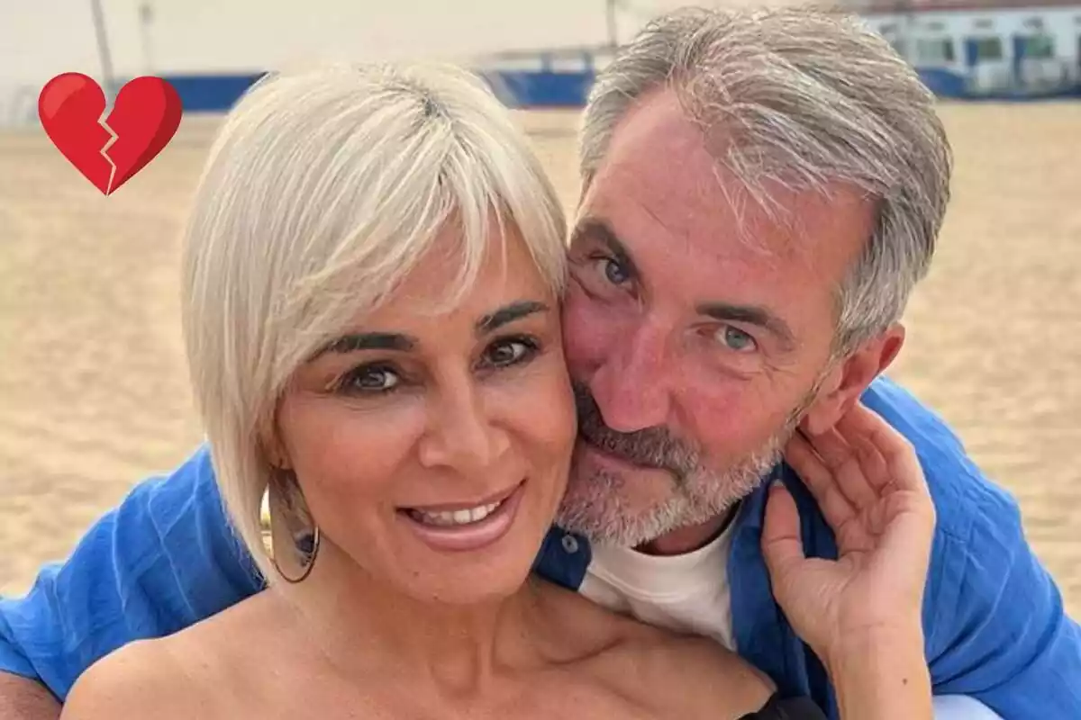 Foto de Ana María Aldón junto a su pareja, Eladio, muy cariñosos con un emoticono de un corazón roto