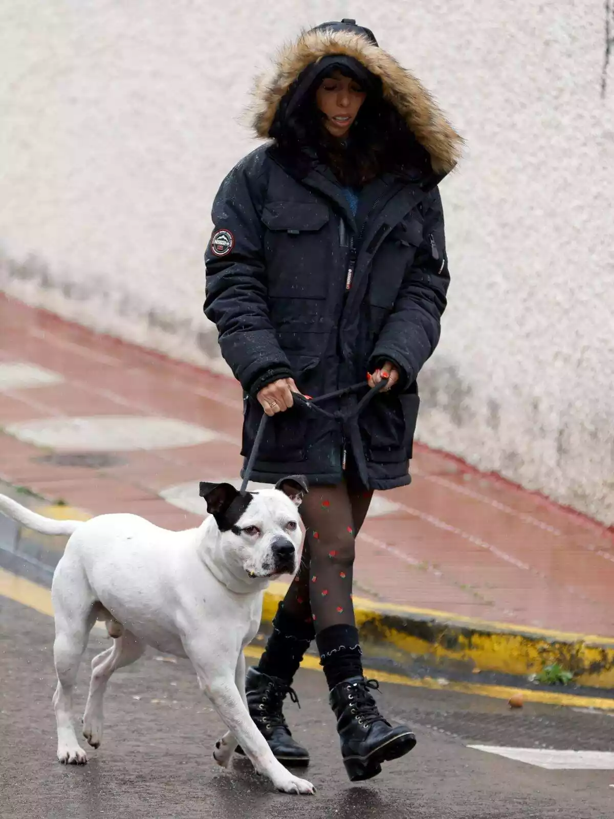 Foto de Paola Olmedo paseando a su perro por la calle Foto de Paola Olmedo paseando a su perro por la calle