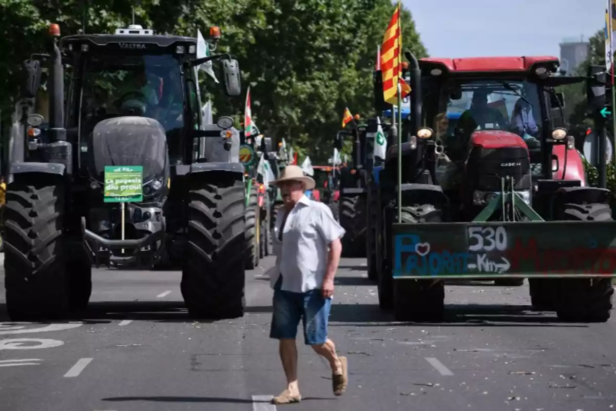 Foto de europapress de una tractorada del 2023 en protesta de las políticas agrarias