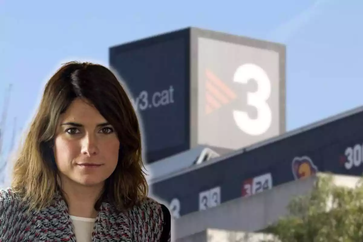 Montaje fotográfico entre una imagen en primer plano de Ariadna Oltra y los estudios de TV3