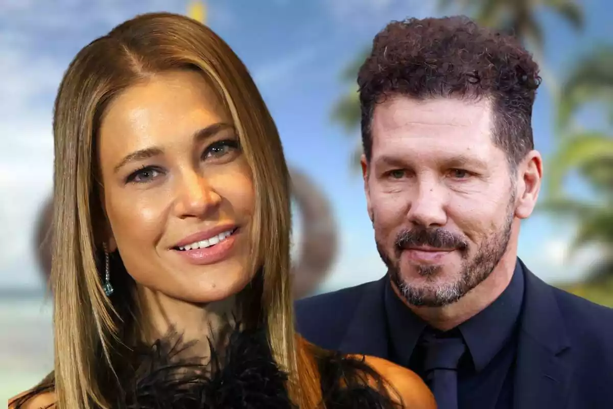 Fotomontaje con los rostros de Carla Pereyra y Diego Simeone con un fondo de 'Supervivientes'