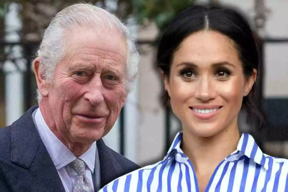 Fotomontaje de Carlos III de Inglaterra y Meghan Markle