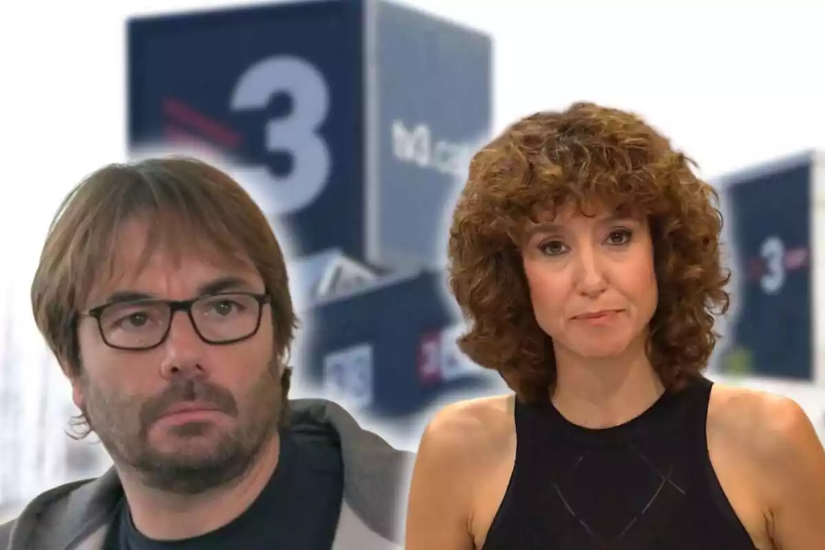 Fotomontaje de las caras de Quim Masferrer y Agnès Marquès al frente, y de fondo los estudios de TV3