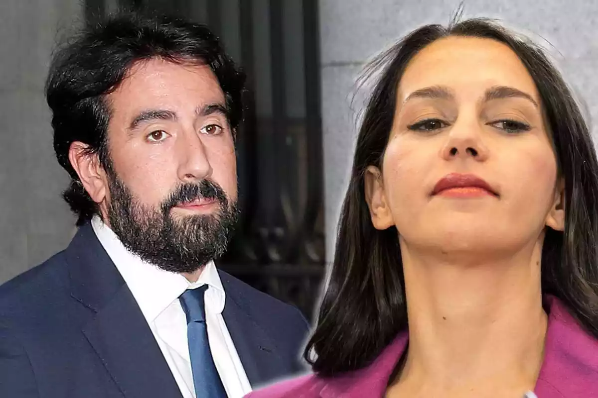 Fotomontaje de las caras de Xavier Cima e Inés Arrimadas serios