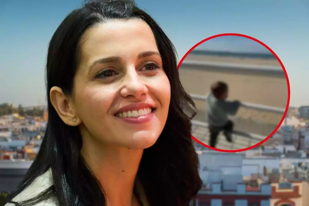 Fotomontaje de Inés Arrimadas con una imagen de uno de sus hijos