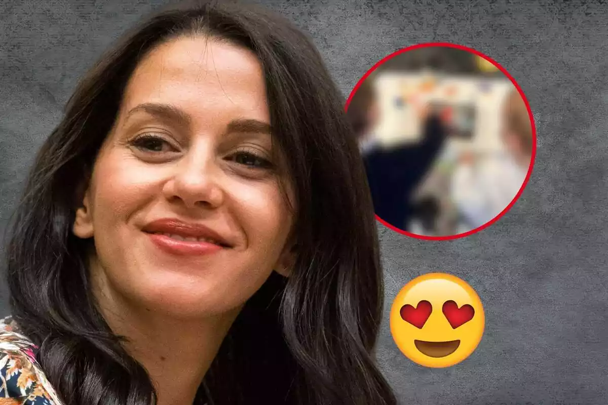 Fotomontaje de Inés Arrimadas con una imagen de sus hijos y un emoticono de corazones