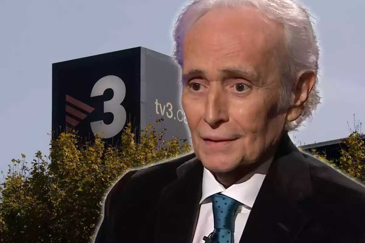 Fotomontaje de Josep Carreras con las instalaciones de TV3 de fondo