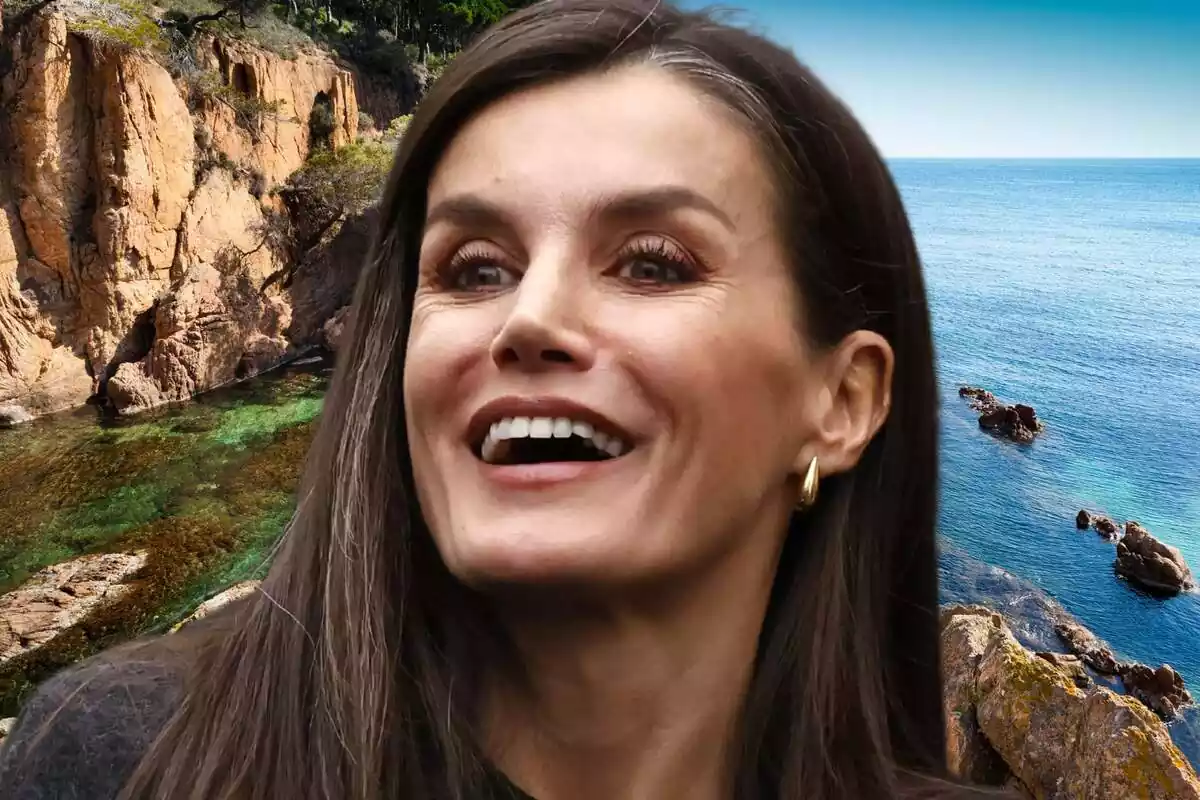 Fotomontaje de Letizia con una imagen de fondo de la Costa Brava